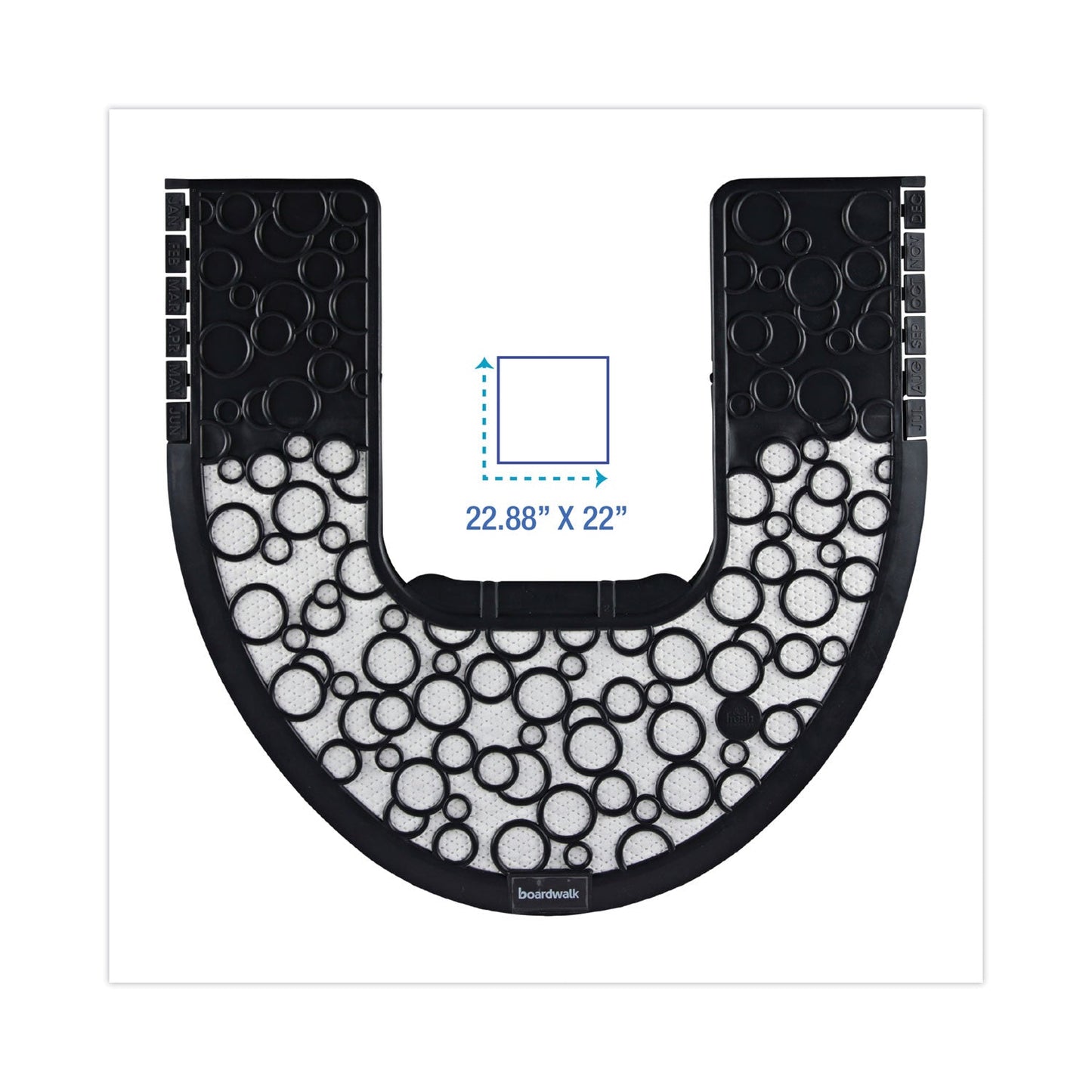 Boardwalk Commode Mat 2.0, Rubber, 22.88 x 22, Black/White, 6/Carton