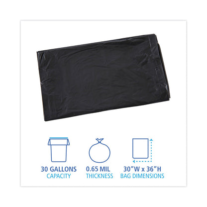 Boardwalk Linear Low Density Industrial Can Liners, 30 gal, 0.65 mil, 30 x 36, Black, 200/Carton