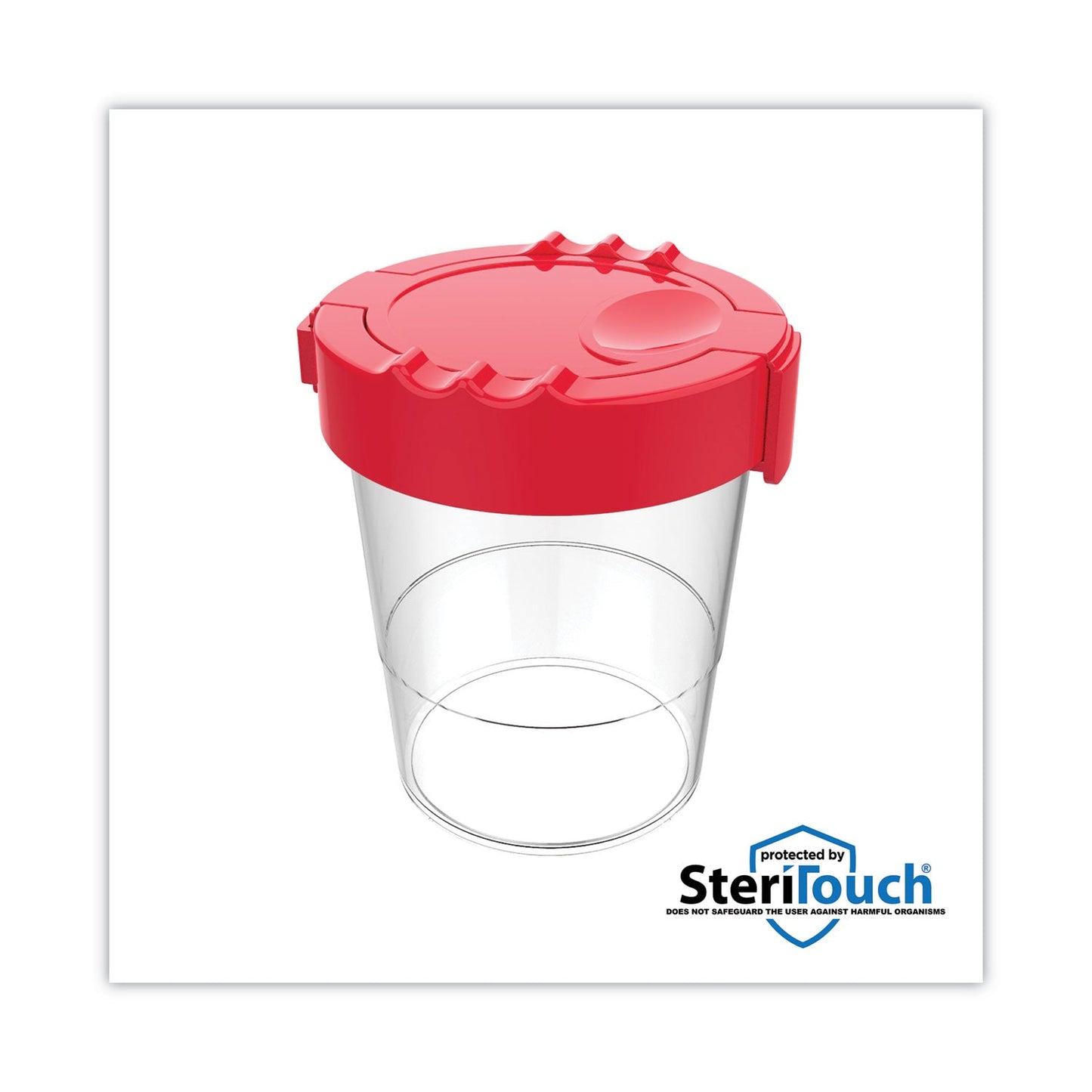 deflecto Antimicrobial No Spill Paint Cup, 3.46 w x 3.93 h, Red