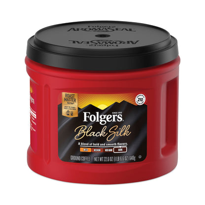 Folgers Coffee, Black Silk, 22.6 oz Canister, 6/Carton