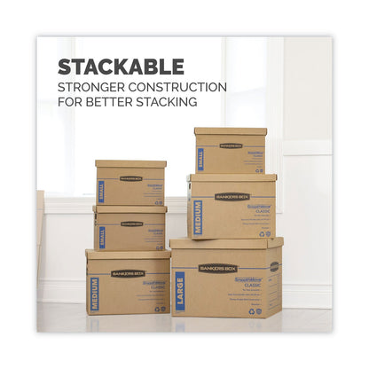 Bankers Box SmoothMove Classic Moving/Storage Boxes, Half Slotted Container (HSC), Small, 12" x 15" x 10", Brown/Blue, 10/Carton