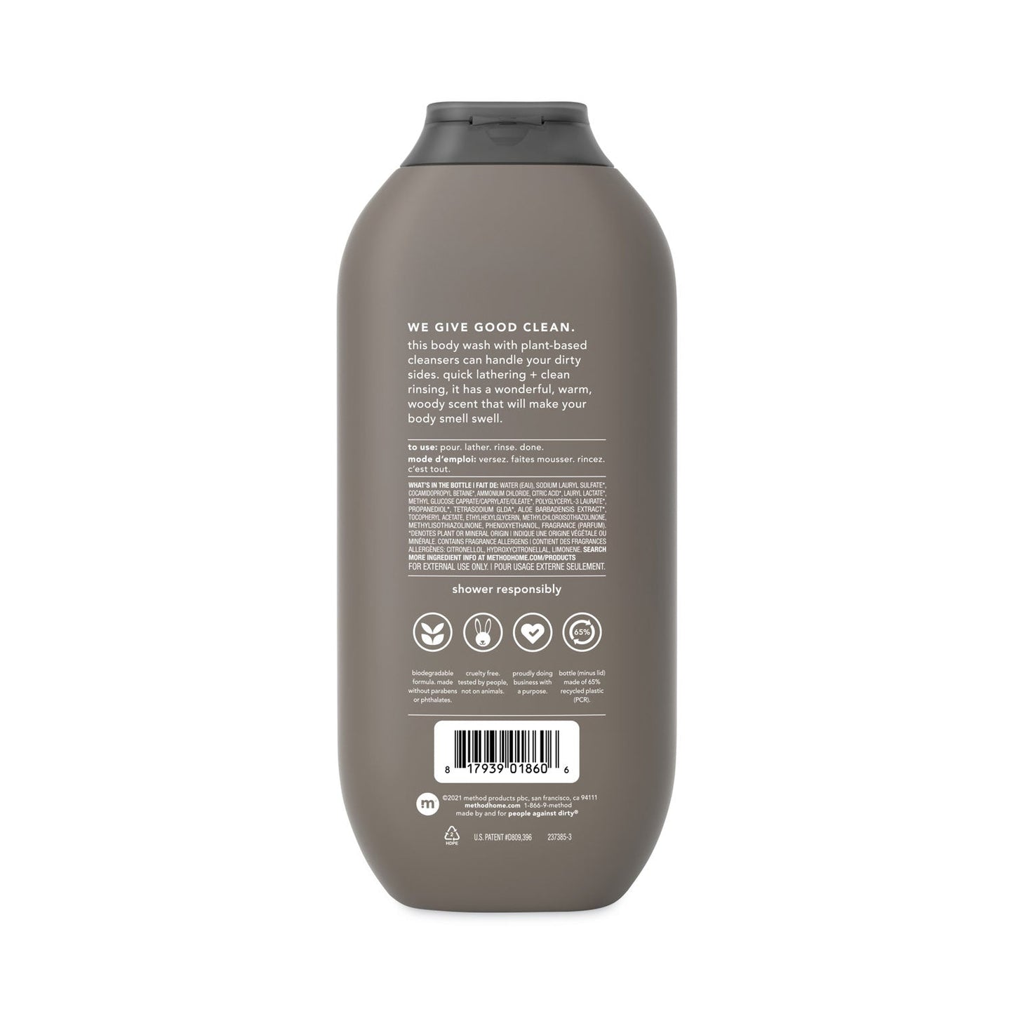 Method Mens Body Wash, Cedar and Cyprus, 18 oz, 6/Carton