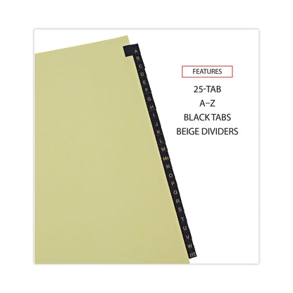 Universal Deluxe Preprinted Simulated Leather Tab Dividers with Gold Printing, 25-Tab, A to Z, 11 x 8.5, Buff, 1 Set