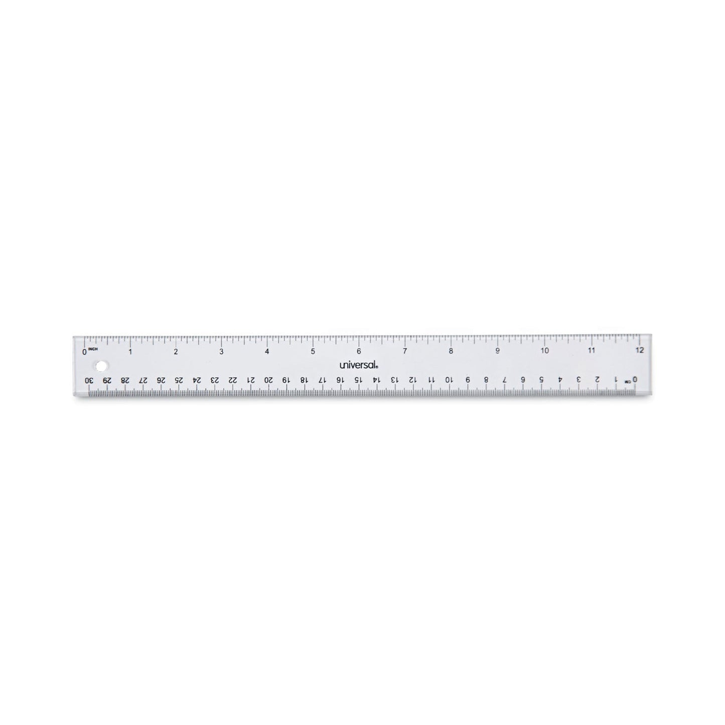 Universal Clear Plastic Ruler, Standard/Metric, 12" Long, Clear