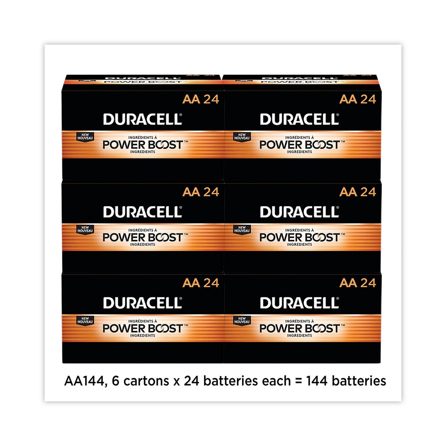 Duracell Power Boost CopperTop Alkaline AA Batteries, 144/Carton