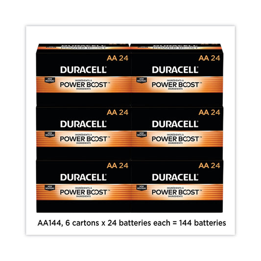Duracell Power Boost CopperTop Alkaline AA Batteries, 144/Carton