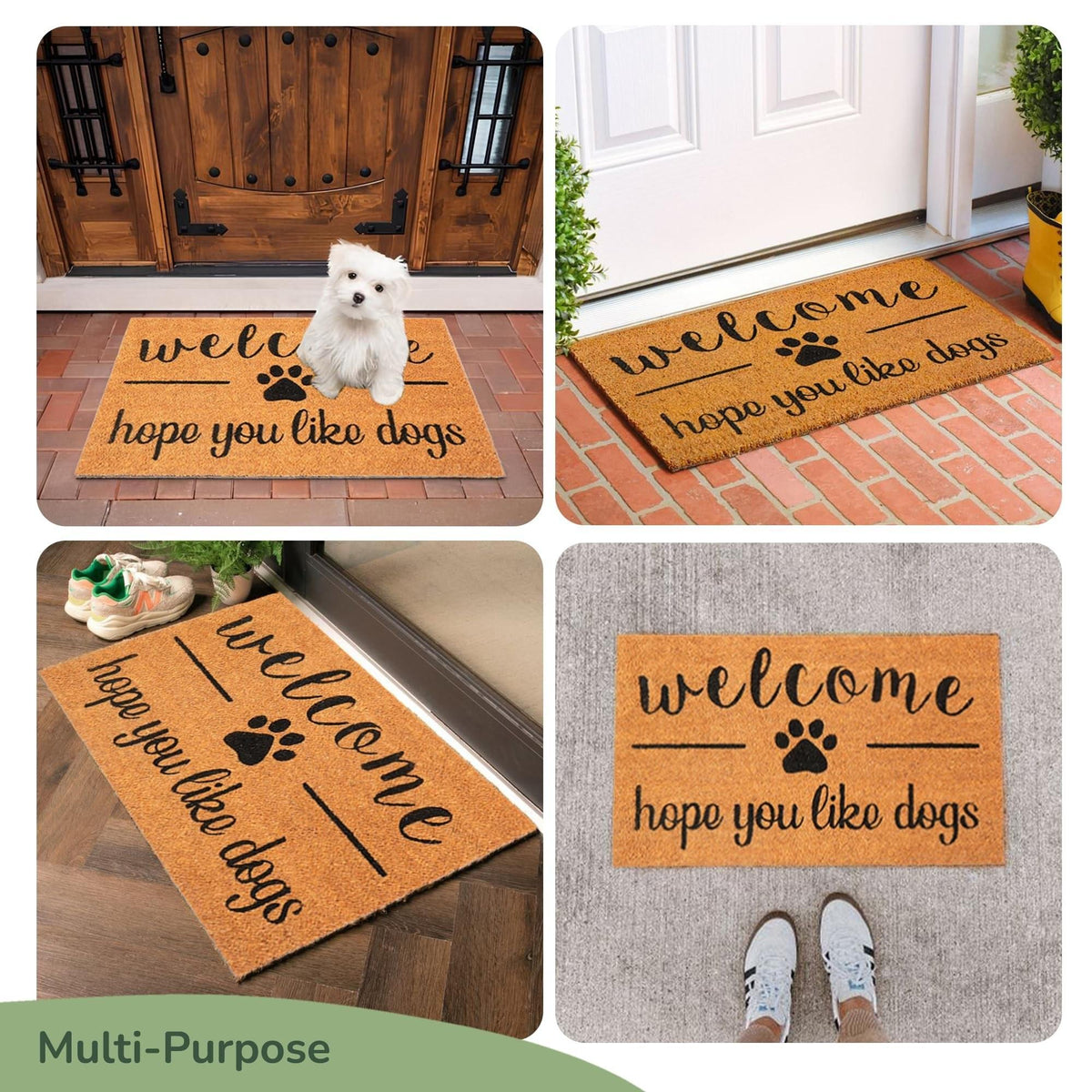 Coir Front Door mat with Hope You Like Dogs Print, 30x17x0.6