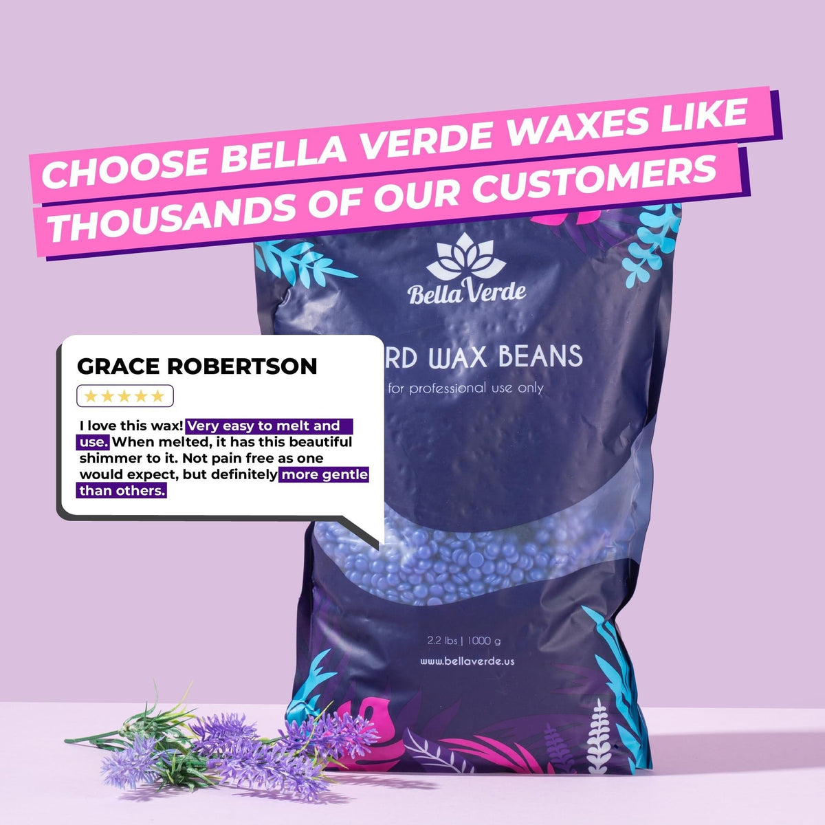 Bella Verde Wax Beans 2.2lb  Hard Wax Beads for Hair Removal  Multipurpose Home Waxing Kit for Men and Women