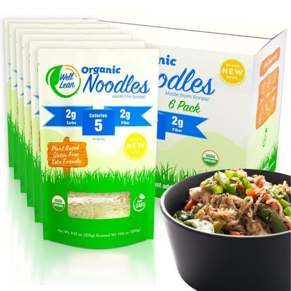Organic Konjac Shirataki Noodles   Zero Carb Keto Pasta USDA Organic Healthy Noodles   Low Carb Pasta   100% Plant Based Ready to Eat   6 Pack (12 Servings)