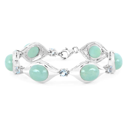 39.72 Carat Genuine Aquamarine .925 Sterling Silver Bracelet