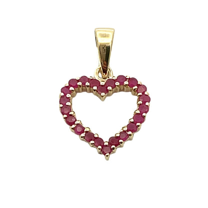 Genuine .37ct Ruby Heart Love Pendant 10KT Yellow Gold