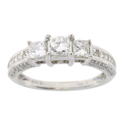 1.50ct Diamond 3 Stone Ring 14KT White Gold