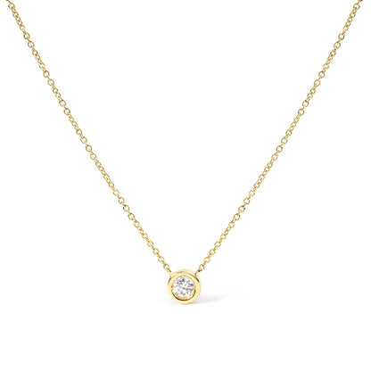 14K White Gold 1/2 Cttw Lab Grown Diamond Modern Bezel-Set Solitaire 16"-18" Pendant Necklace (F-G Color, VS2-SI1 Clarity)