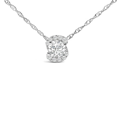 .925 Sterling Silver 1.0 Cttw Lab Grown Round-Cut Diamond Pendant Necklace 18"