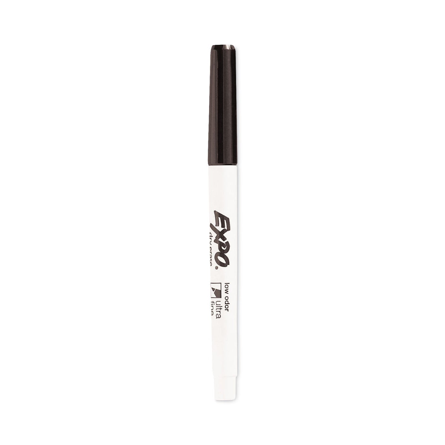 EXPO Low-Odor Dry-Erase Marker, Extra-Fine Needle Tip, Black, 4/Pack