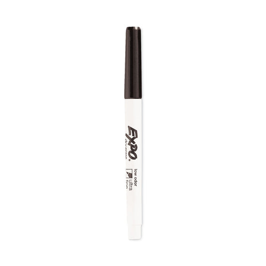 EXPO Low-Odor Dry-Erase Marker, Extra-Fine Needle Tip, Black, 4/Pack