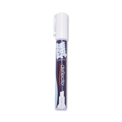 deflecto Wet Erase Markers, Medium Chisel Tip, White, 4/Pack
