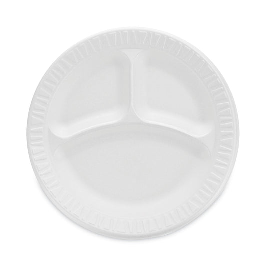 Dart Concorde Non-Laminated Foam Plate, 3-Compartment, 9" dia, 125/Pack, 4 Packs/Carton