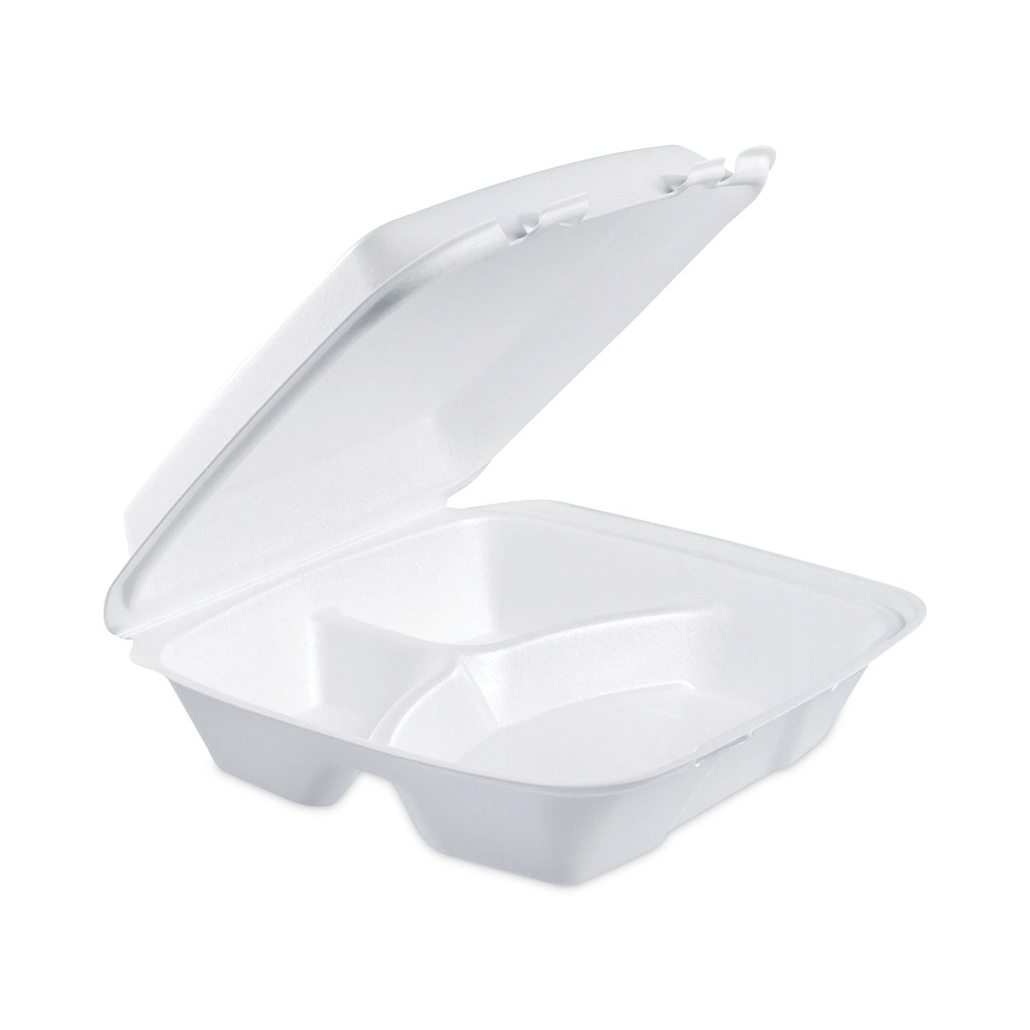 Dart Insulated Foam Hinged Lid Containers, 3-Compartment, 9 x 9.4 x 3, White, 200/Pack, 2 Packs/Carton
