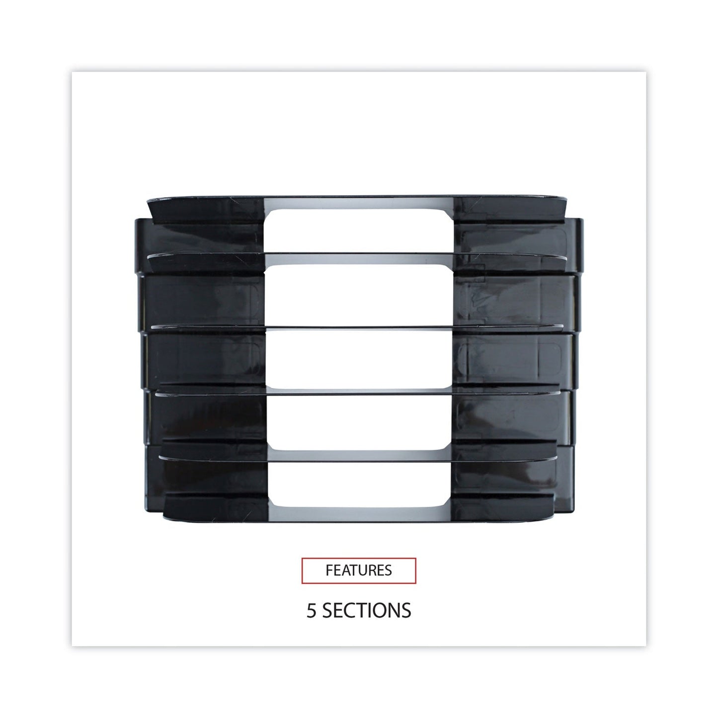 Universal Recycled Plastic Incline Sorter, 5 Sections, Letter Size Files, 13.25" x 9" x 9", Black