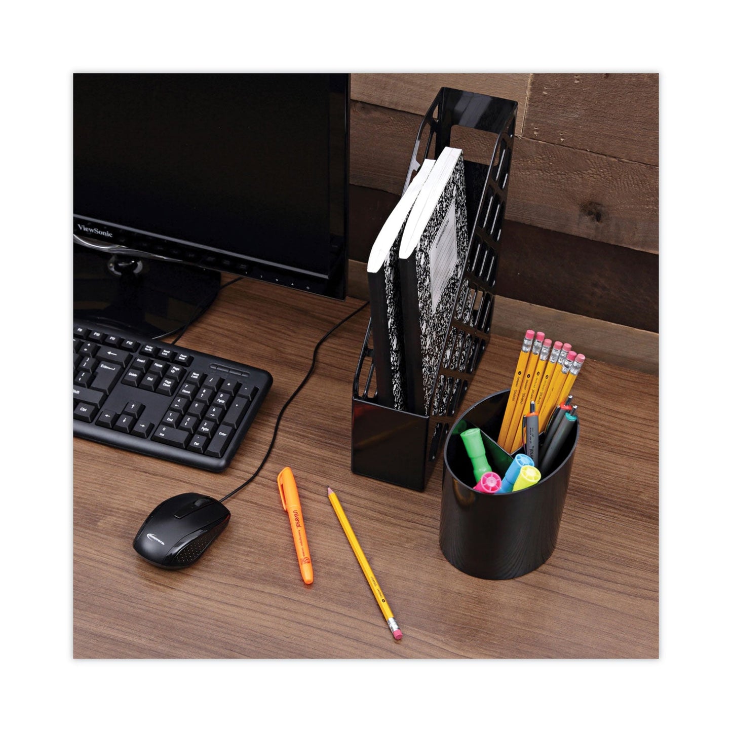 Universal Recycled Plastic Magazine File, 3 x 10 x 11.88, Black