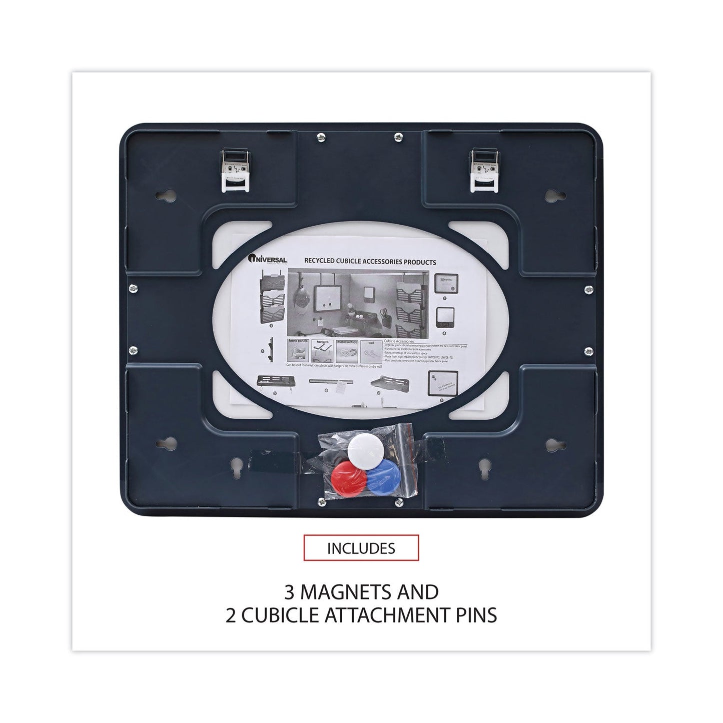 Universal Recycled Cubicle Dry Erase Board, 15.88 x 12.88, Charcoal, with Three Magnets