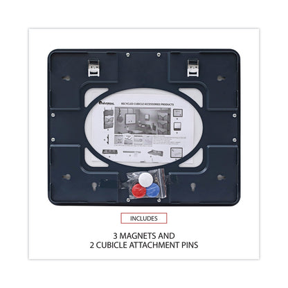 Universal Recycled Cubicle Dry Erase Board, 15.88 x 12.88, Charcoal, with Three Magnets