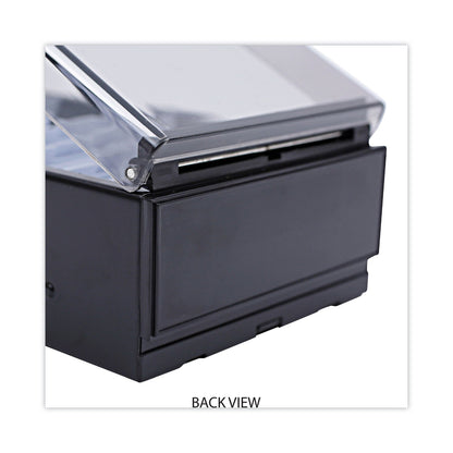 Universal Business Card File, Holds 600 2 x 3.5 Cards, 4.25 x 8.25 x 2.5, Metal/Plastic, Black