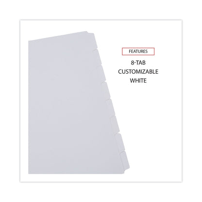 Universal Deluxe Write-On/Erasable Tab Index, 8-Tab, 11 x 8.5, White, White Tabs, 1 Set