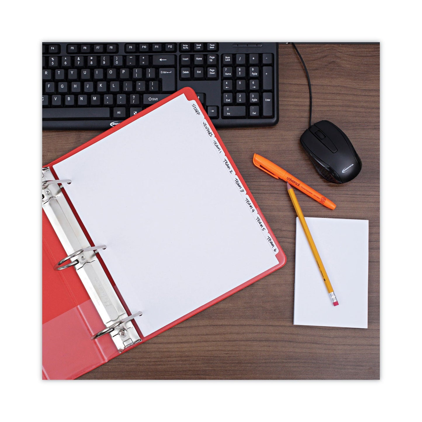 Universal Self-Tab Index Dividers, 8-Tab, 11 x 8.5, White, 24 Sets