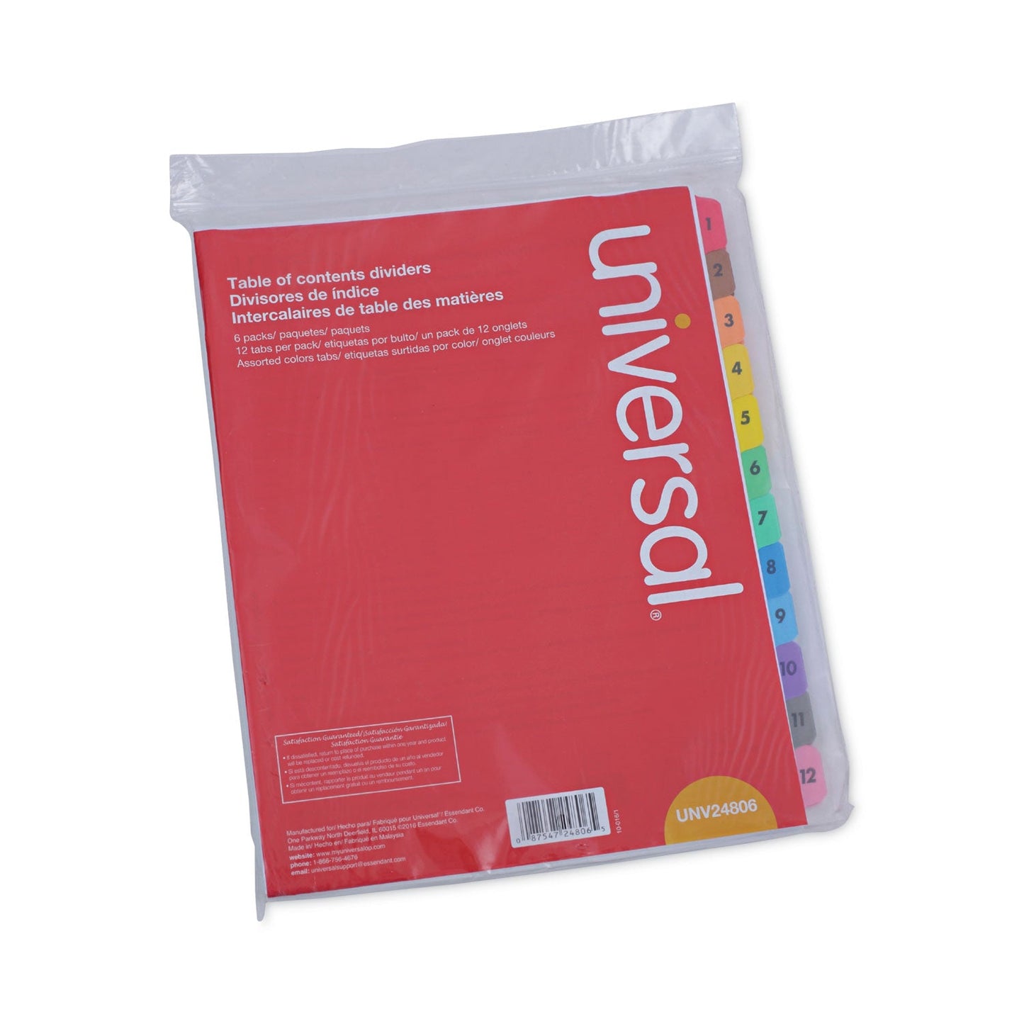 Universal Deluxe Table of Contents Dividers for Printers, 12-Tab, 1 to 12; Table Of Contents, 11 x 8.5, White, 6 Sets