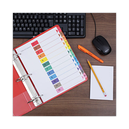 Universal Deluxe Table of Contents Dividers for Printers, 12-Tab, 1 to 12; Table Of Contents, 11 x 8.5, White, 6 Sets