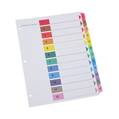 Universal Deluxe Table of Contents Dividers for Printers, 12-Tab, 1 to 12; Table Of Contents, 11 x 8.5, White, 6 Sets