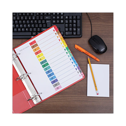 Universal Deluxe Table of Contents Dividers for Printers, 15-Tab, 1 to 15; Table Of Contents, 11 x 8.5, White, 6 Sets