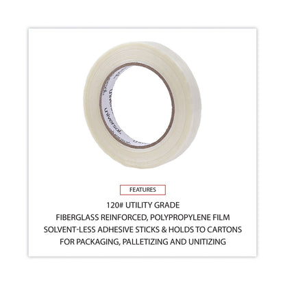 Universal 120# Utility Grade Filament Tape, 3" Core, 18 mm x 54.8 m, Clear