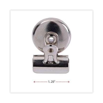 Universal Bulldog Magnetic Clips, Small, Nickel, 18/Pack