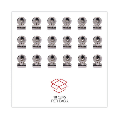 Universal Bulldog Magnetic Clips, Small, Nickel, 18/Pack
