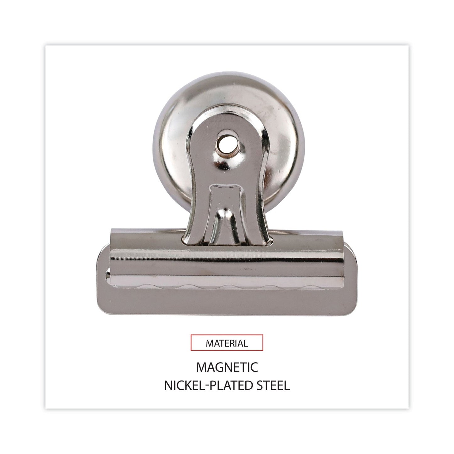 Universal Bulldog Magnetic Clips, Medium, Nickel, 12/Pack