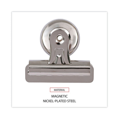 Universal Bulldog Magnetic Clips, Medium, Nickel, 12/Pack