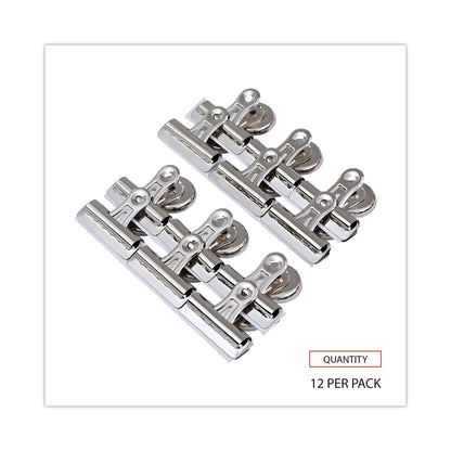 Universal Bulldog Magnetic Clips, Medium, Nickel, 12/Pack