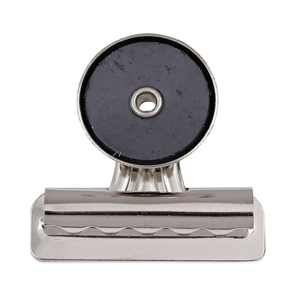 Universal Bulldog Magnetic Clips, Medium, Nickel, 12/Pack