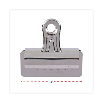 Universal Bulldog Clips, Jumbo, Nickel, 12/Pack