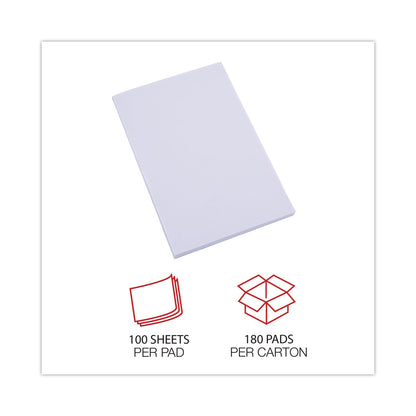 Universal Scratch Pad Value Pack, Unruled, 3 x 5, White, 100 Sheets, 180/Carton
