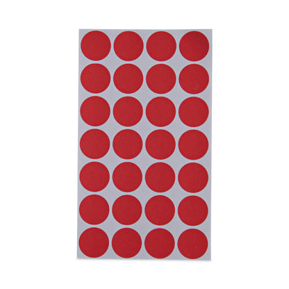 Universal Self-Adhesive Removable Color-Coding Labels, 0.75" dia, Red, 28/Sheet, 36 Sheets/Pack