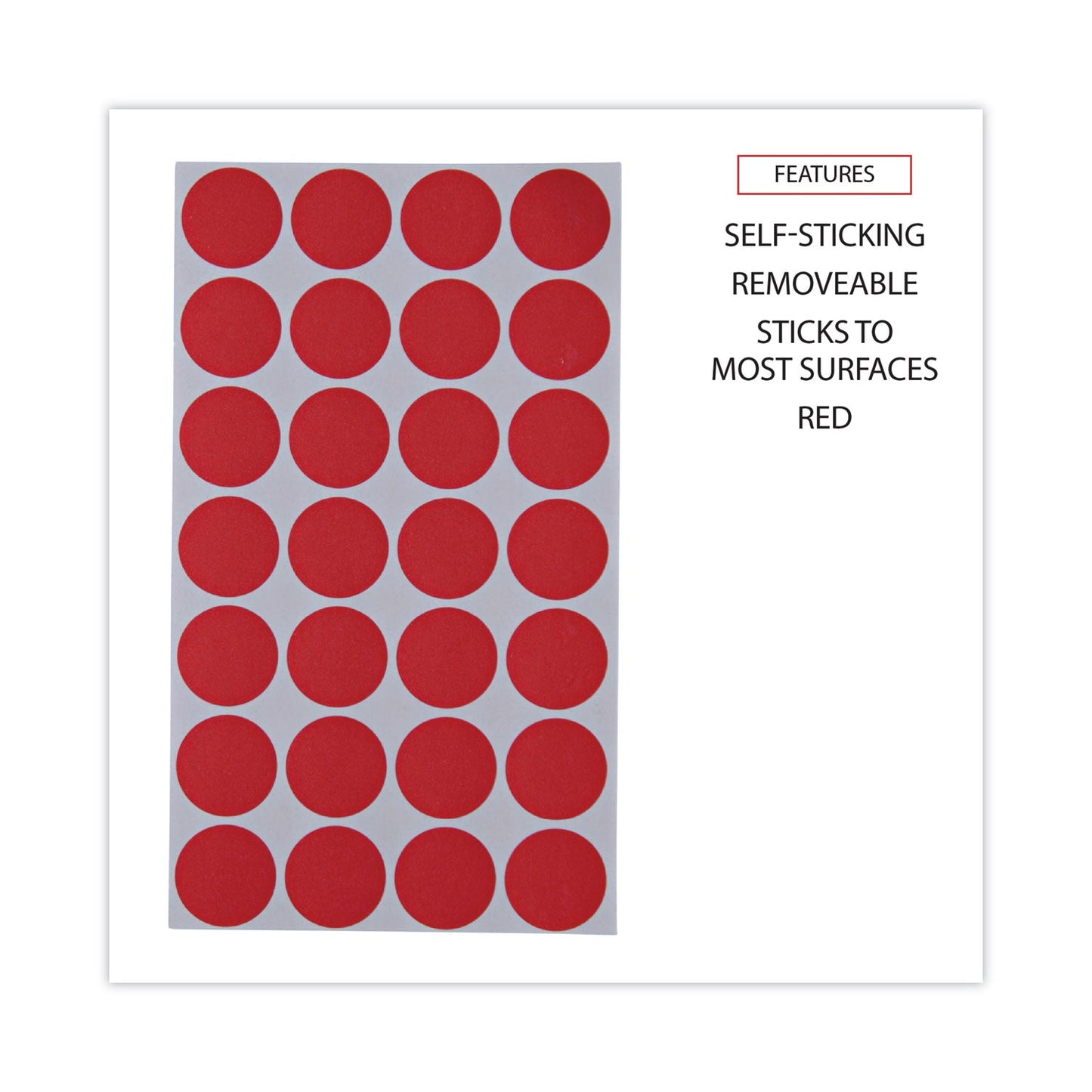 Universal Self-Adhesive Removable Color-Coding Labels, 0.75" dia, Red, 28/Sheet, 36 Sheets/Pack