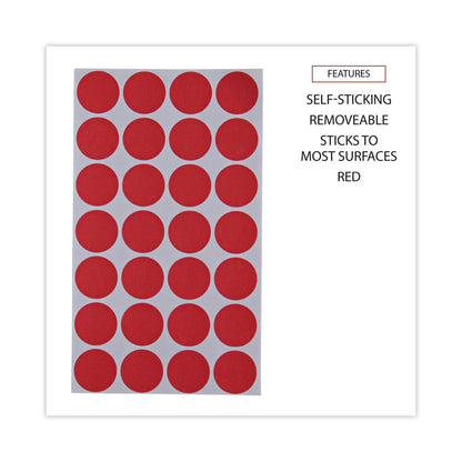 Universal Self-Adhesive Removable Color-Coding Labels, 0.75" dia, Red, 28/Sheet, 36 Sheets/Pack