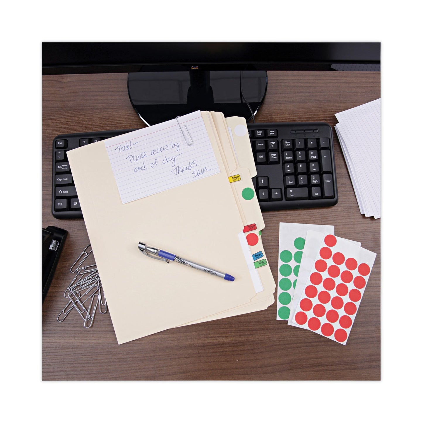 Universal Self-Adhesive Removable Color-Coding Labels, 0.75" dia, White, 28/Sheet, 36 Sheets/Pack