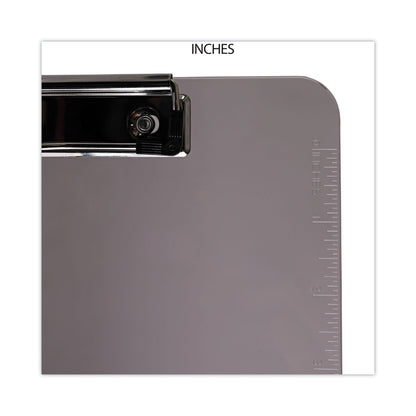 Universal Plastic Clipboard with Low Profile Clip, 0.5" Clip Capacity, Holds 8.5 x 11 Sheets, Translucent Black
