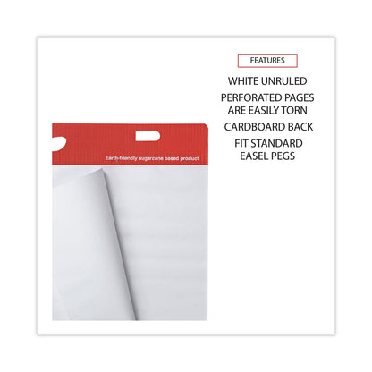 Universal Renewable Resource Sugarcane Based Easel Pads, Unruled, 27 x 34, White, 50 Sheets, 2/Carton