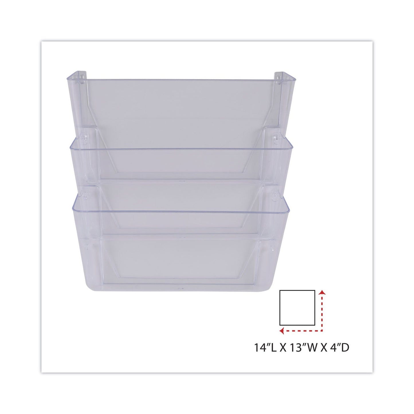 Universal Wall Files, 3 Sections, Letter Size, 13" x 4" x 14", Clear, 3/Set